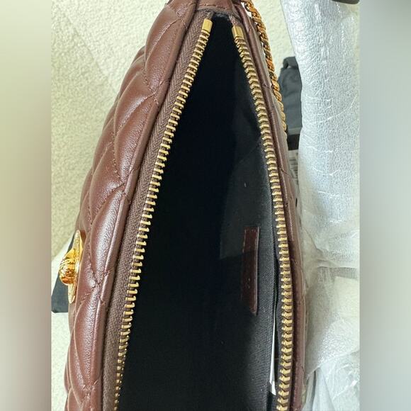 Versace Quilted Burgundy/brown Crossbody Bag with Gold Chain - Picture 5 of 6